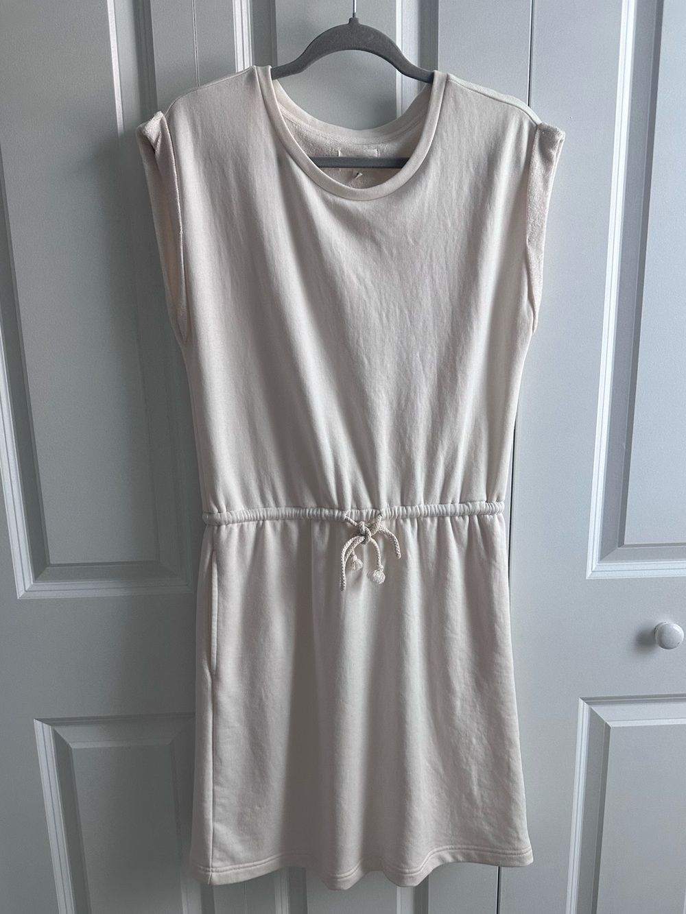 Lou & Grey Cream Drawstring Casual Dress Size Small